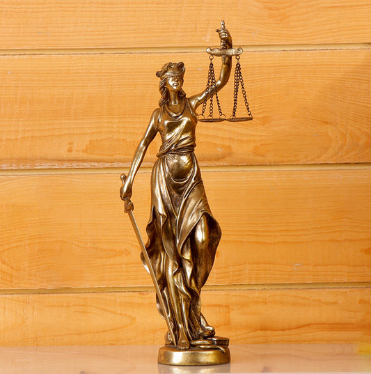 Lady of Justice Sculpture - Glossy Golden- Small