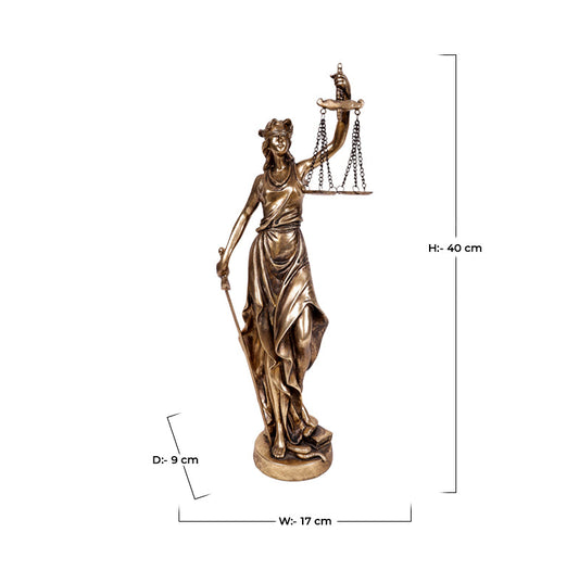 Lady of Justice Sculpture - Glossy Golden- Small