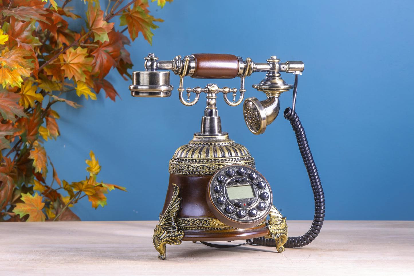 The Aviator Classic: Long Body Telephone with Brass Wings and Tactile Buttons