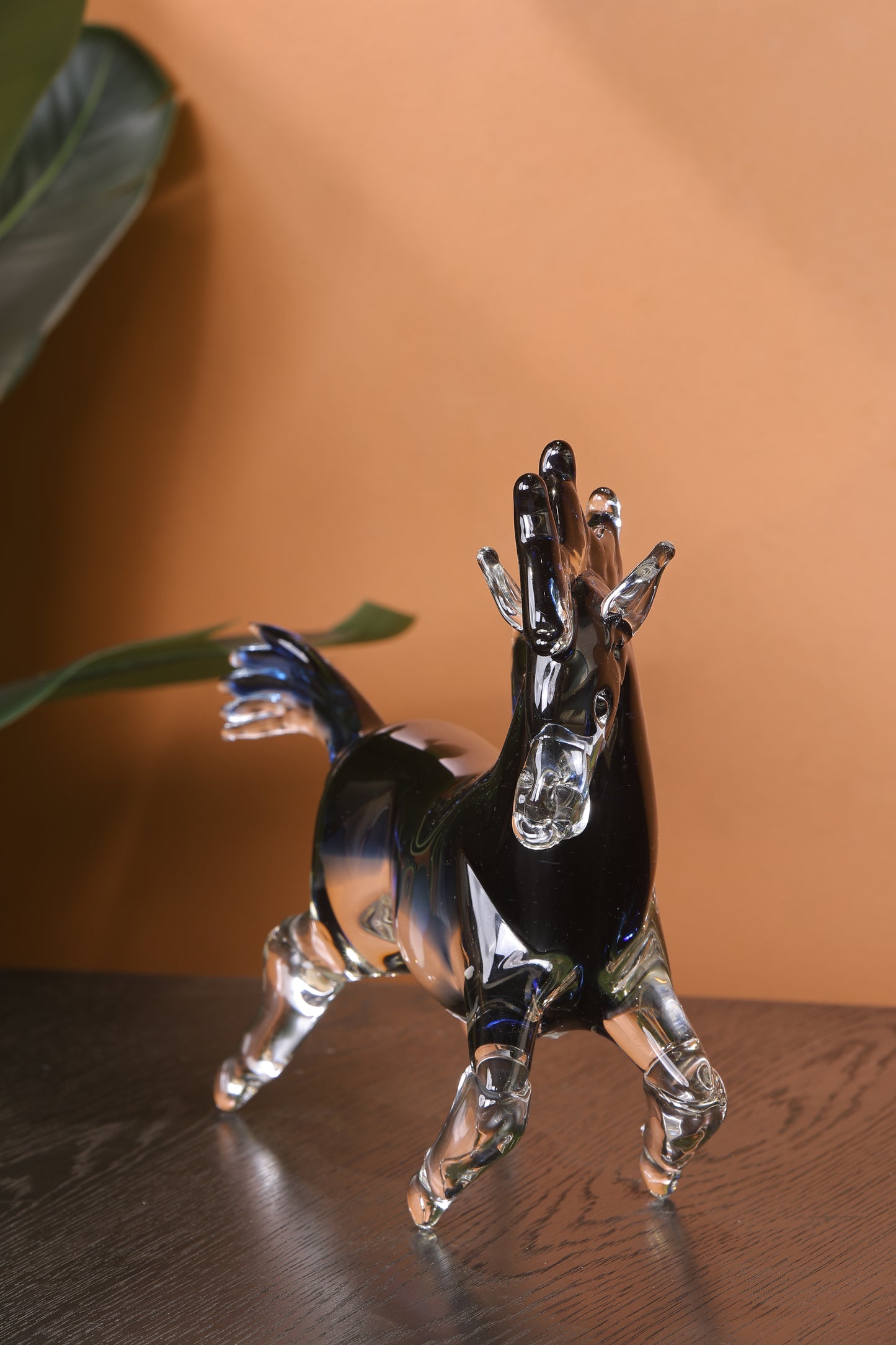 Stunning Crystal Sculpture Running Horse Statue Home Decor Accent - Blue