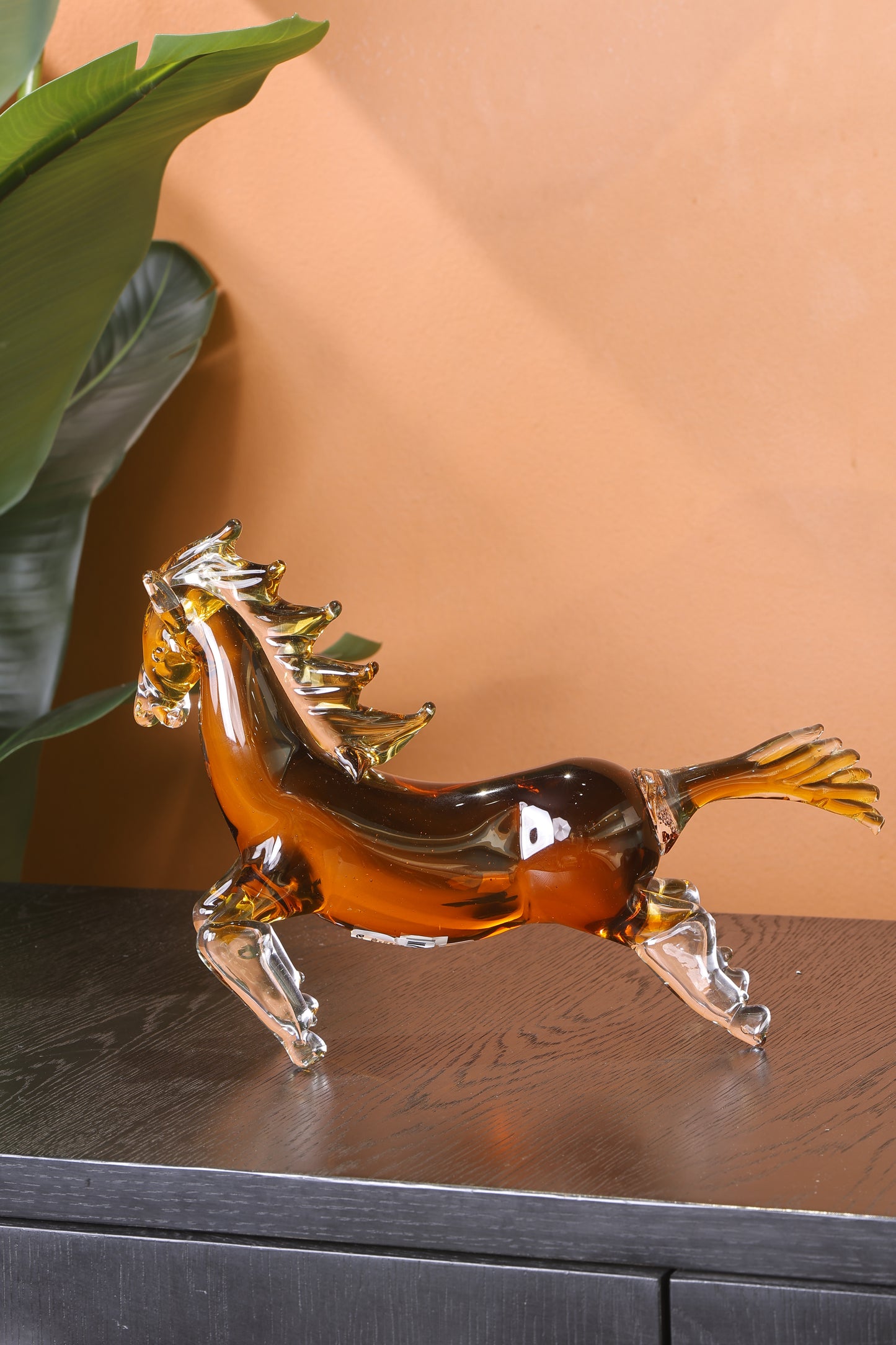 Stunning Crystal Sculpture Running Horse Statue Home Decor Accent - Orange