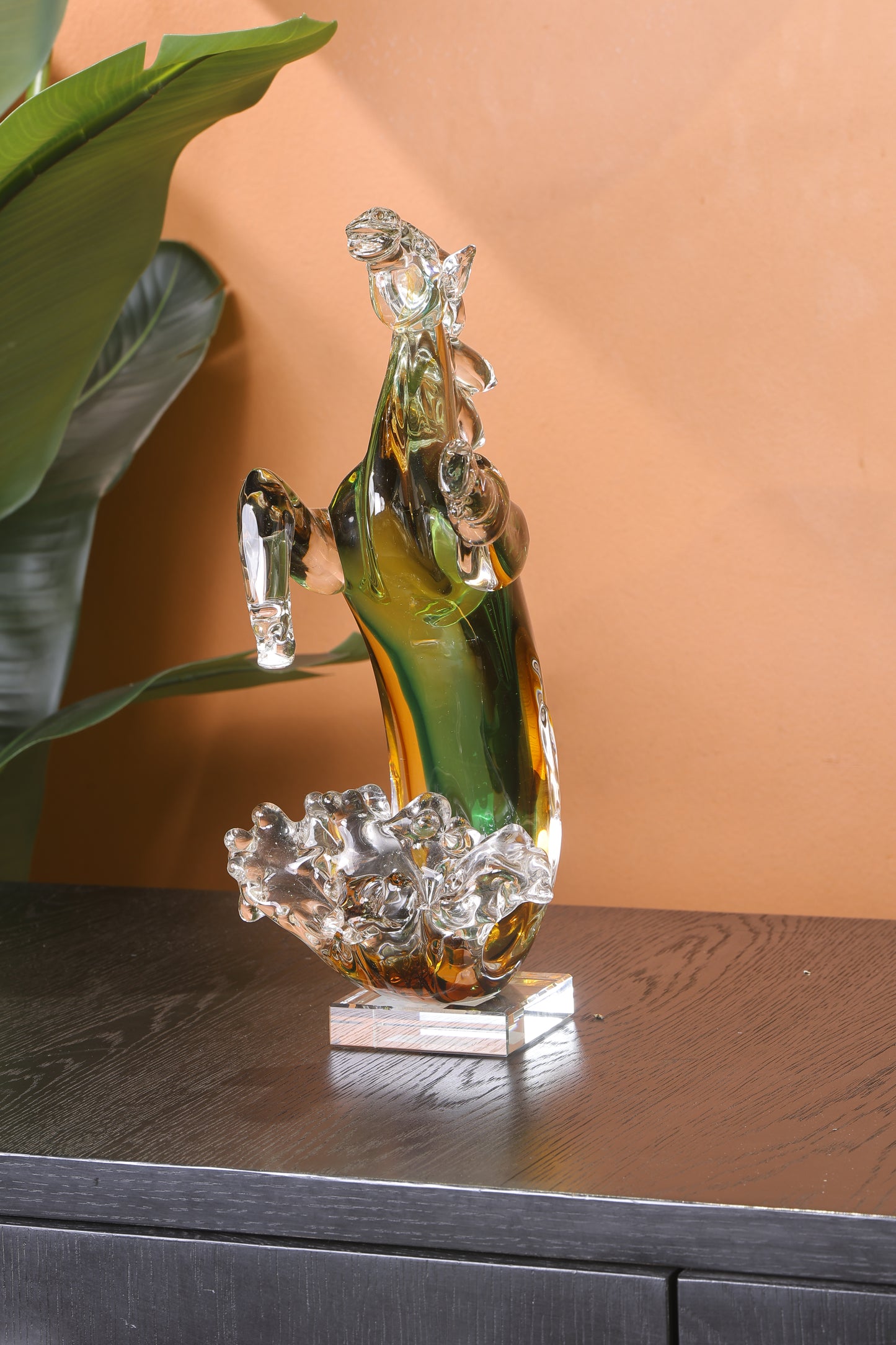Elegant Horse Crystal Mermaid Pony Home Decor Piece - Green