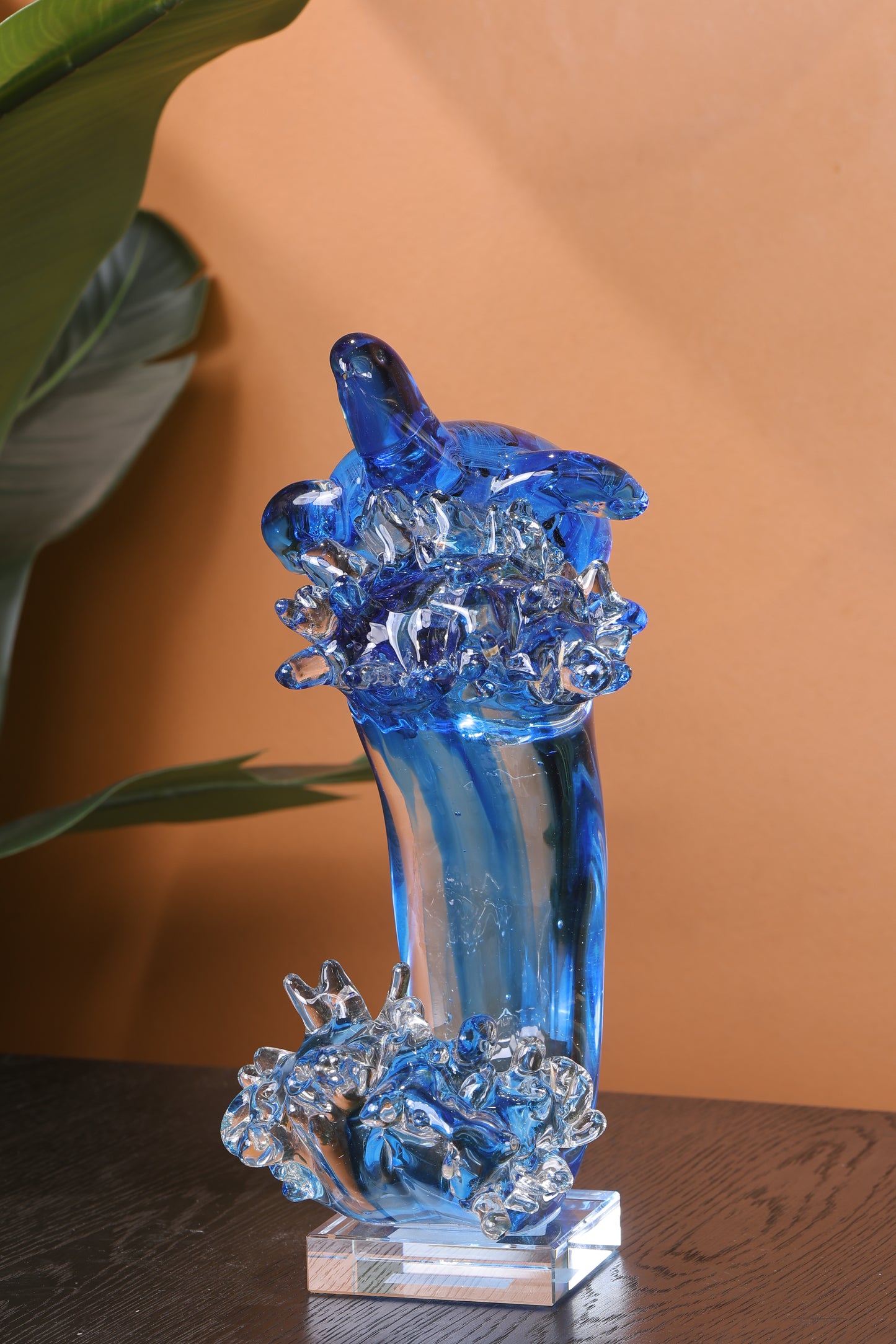 Turtle of the Tides Crystal Sculpture Home Decor Goodluck Figurine - Blue