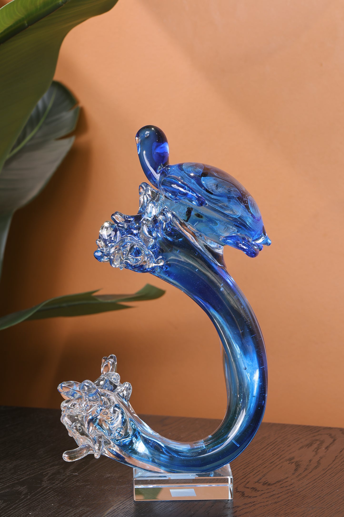 Turtle of the Tides Crystal Sculpture Home Decor Goodluck Figurine - Blue
