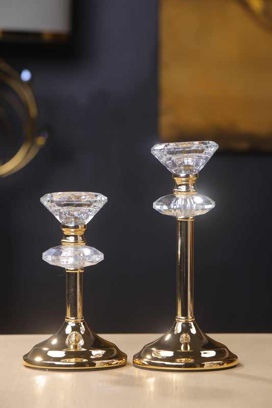 Decorative Gold Mirror Candle Stand for Home Dining