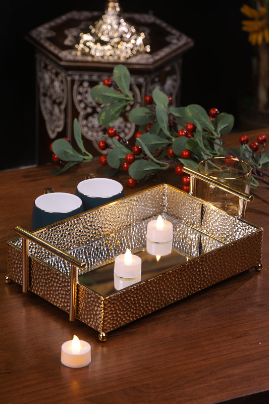 Gold Mirrored Tray for Decorative Accents