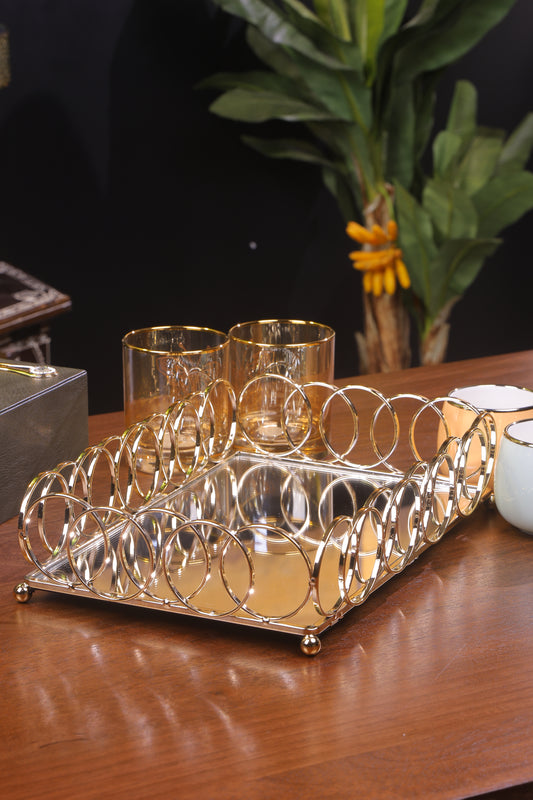 Decorative Gold Spiral Mirror Tray
