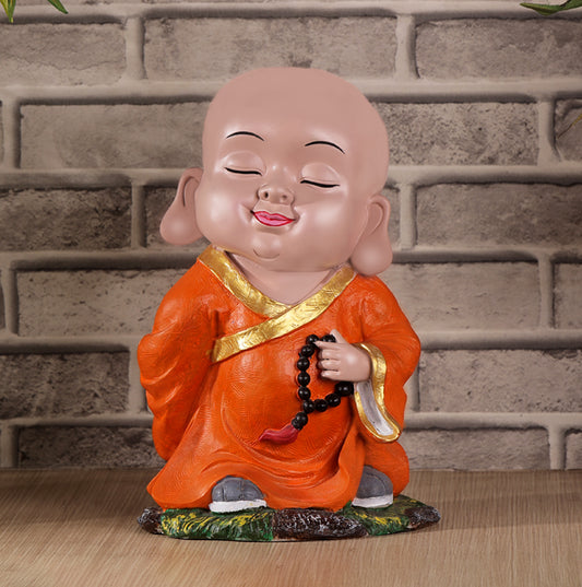 Funny Monk Statue - Orange