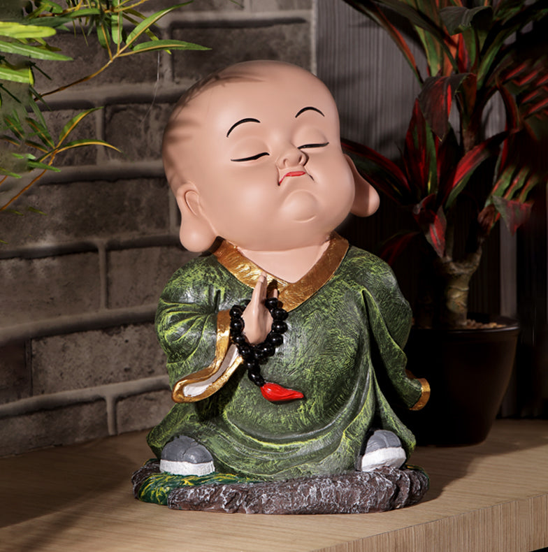 Funny Monk Statue - Green