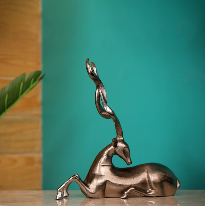 Majestic Sitting Deer Sculpture for Table Tops