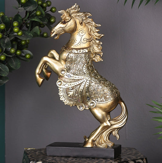 Golden Horse Table Decoration Showpiece