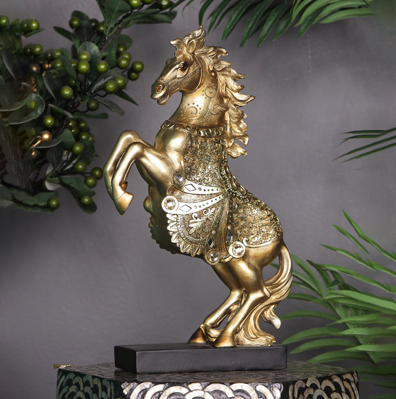 Golden Horse Table Decoration Showpiece