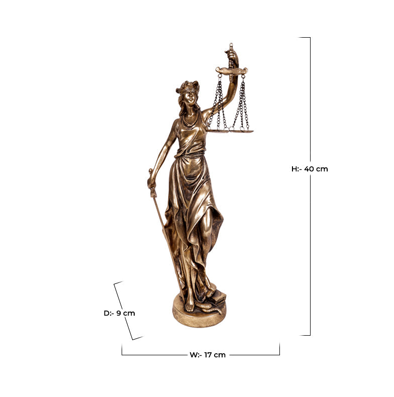 Lady of Justice Sculpture - Glossy Golden