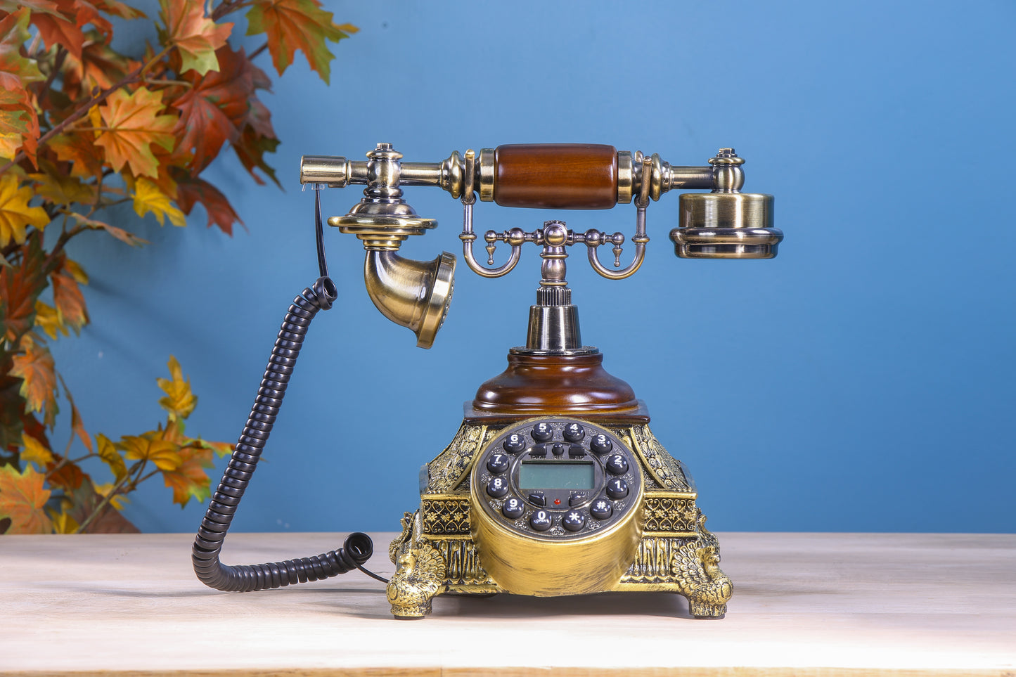 The Gilded Edge: Golden Square Telephone with Tactile Buttons