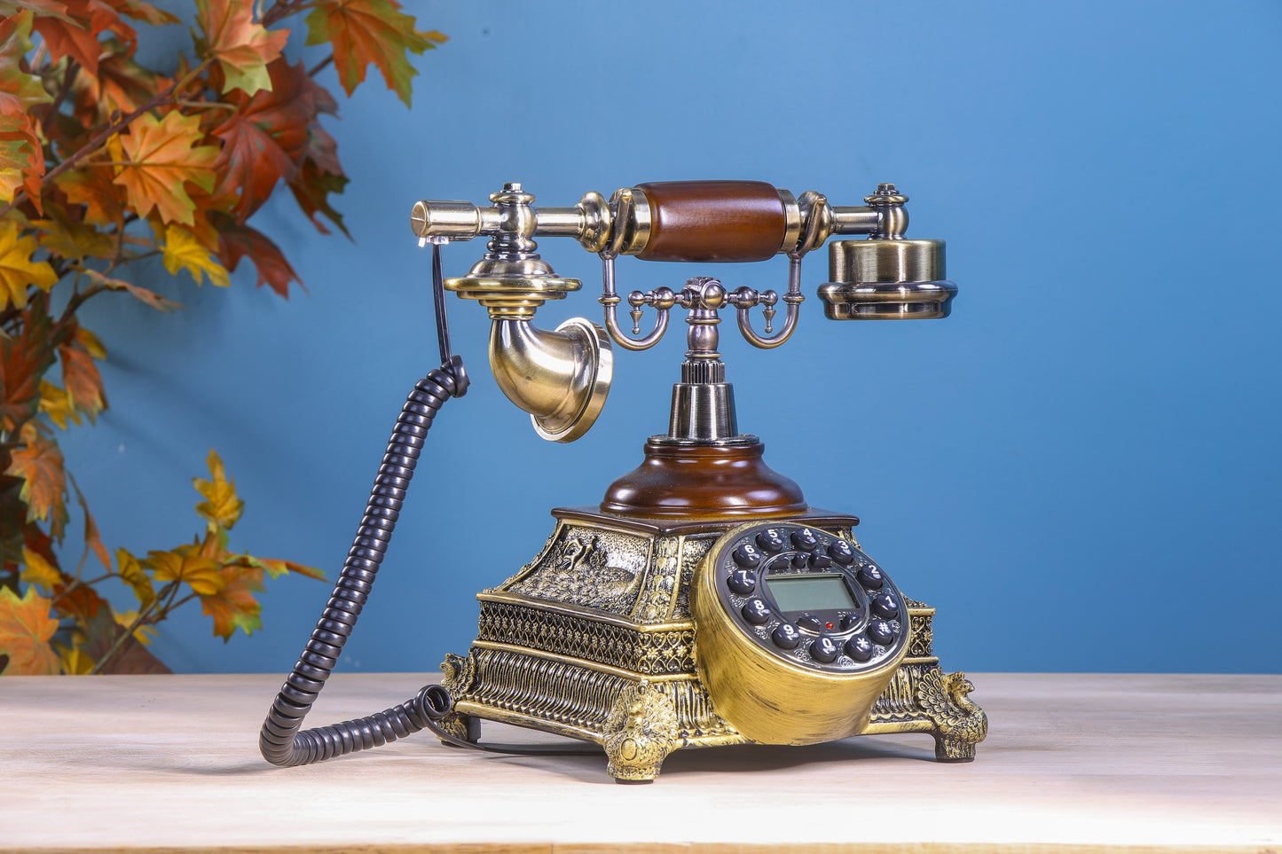 The Gilded Edge: Golden Square Telephone with Tactile Buttons