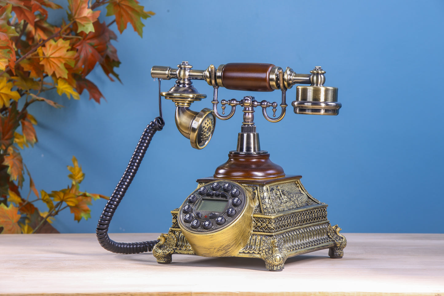 The Gilded Edge: Golden Square Telephone with Tactile Buttons