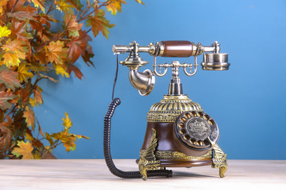 The Aviator Spinner: Long Body Telephone with Brass Wings and Rotator Dial