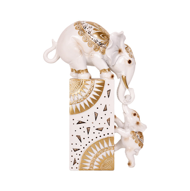 Enchanting White Baby Elephant Decor Showpiece