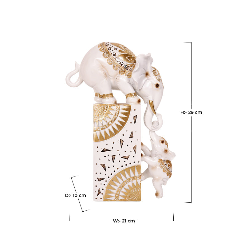 Enchanting White Baby Elephant Decor Showpiece