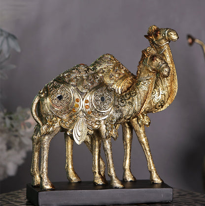 Rajasthani Desert Camel Showpiece Golden Finish, Pair