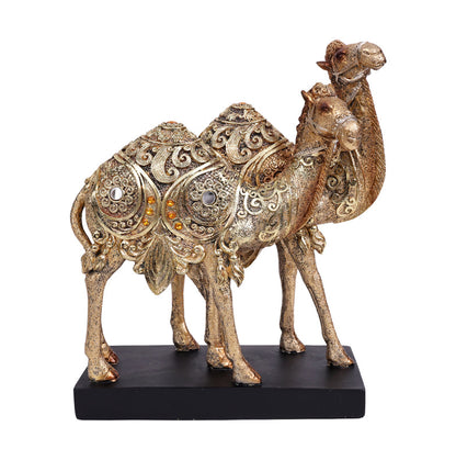 Rajasthani Desert Camel Showpiece Golden Finish, Pair