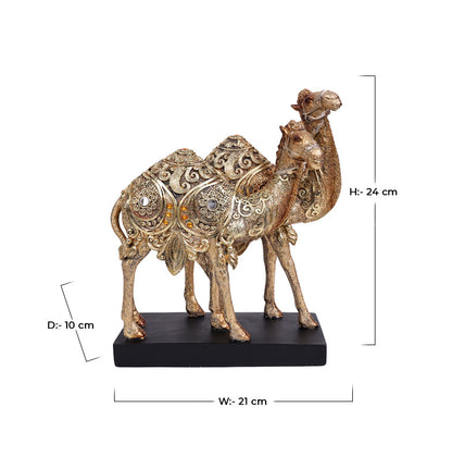 Rajasthani Desert Camel Showpiece Golden Finish, Pair