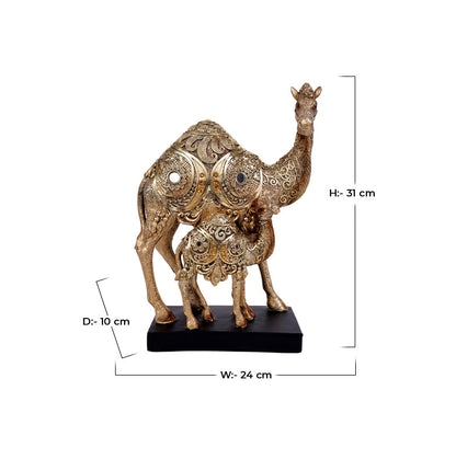 Rajasthani Desert Camel Showpiece Golden Finish, Pair