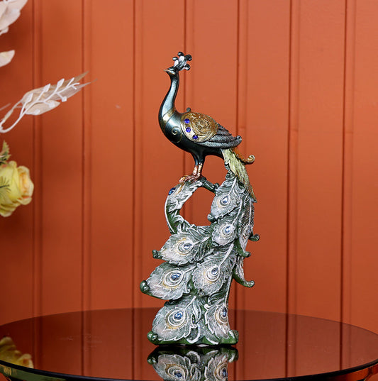 Elegant Peacock Decor Showpiece