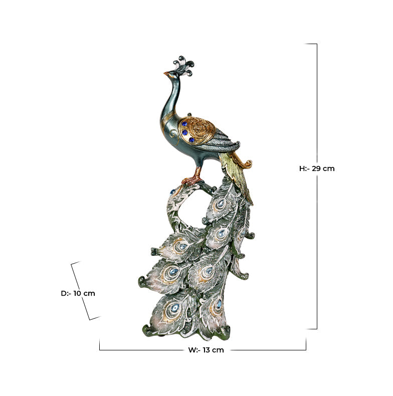 Elegant Peacock Decor Showpiece