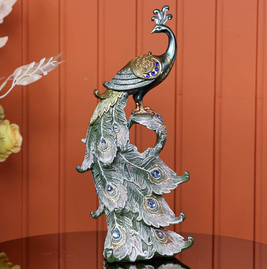 Regal Peacock Ornament Decor Showpiece