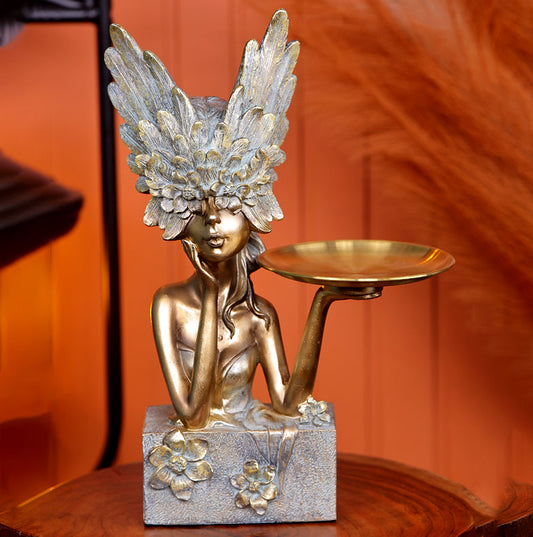 Falcon Head Lady With Plate Distinctive Statement Piece