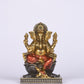 5" Ganesha sitting  Antique Finish golden red statue on golden pdestal | Ideal for temple or showpiece