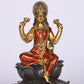 8" Laxmi Sitting Antique Finish golden red statue on lotus | Ideal for temple or showpiece