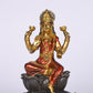 10" Laxmi Sitting Antique Finish golden red statue statue on lotus | Ideal for temple or showpiece