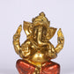 7" Cute Ganesha sitting Antique Finish golden red statue | Ideal for temple or showpiece