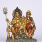 9" Shiva Parivaar sitting Antique Finish golden red statue - Shiva Prvati Gamesha and Kartikeya| Ideal for temple or showpiece