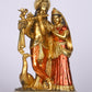 16" Radha Krishna with Bansuri standing Antique Finish statue Gold and red | Ideal for temple or showpiece