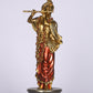 18" Standing Krishna with Bansuri - White Decorative Antique Finish golden red statue | Ideal for temple or showpiece