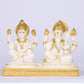5" Laxmi Ganesha sitting Marble statue with Gold pedestal | Ideal for temple or showpiece