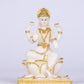 5" Laxmi Sitting Marble statue on lotus with gold tone | Ideal for temple or showpiece