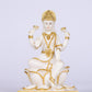 8" Laxmi Sitting Marble statue on lotus with gold tone | Ideal for temple or showpiece