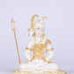 6" Shiva Samadhi Meditation statue with Trishul in White marble with gold tone | Ideal for temple or showpiece