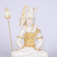 16" Shiva Samadhi Meditation statue with Trishul in White marble with gold tone | Ideal for temple or showpiece