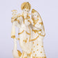 8" Radha Krishna with Bansuri standing white Marble statue Gold tone | Ideal for temple or showpiece
