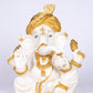 18" Ganesha sitting Marble statue with golden turban and modak | Ideal for temple or showpiece