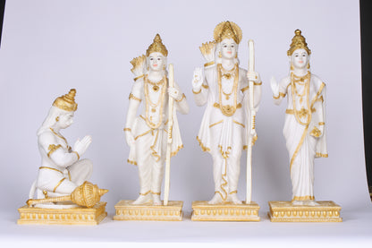 23" Ram Darbaar Marble statue with Gold tone - Shree Ram Ma Sita Laxman And Hanuman Darbar Idol for home temple