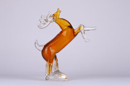 Majestic Crystal Sculpture Rearing Reindeer Statue Home Decor Accent - Orange