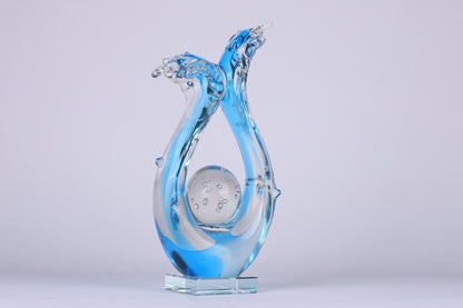 Modern Extract Blue Ocean Wave Crystal Ball - Blue