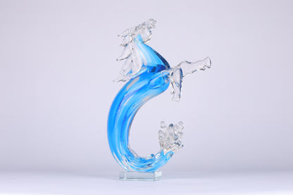 Elegant Horse Crystal Mermaid Pony Home Decor Piece - Blue