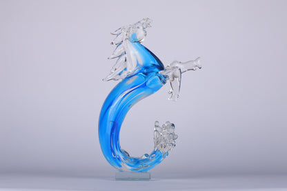 Elegant Horse Crystal Mermaid Pony Home Decor Piece - Blue